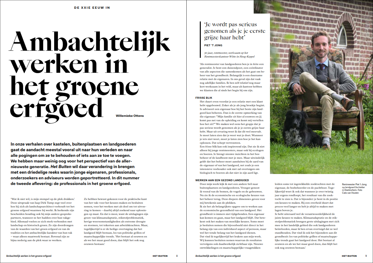 Onze medewerker Piet 't Jong staat vandaag met een leuk interview in het vaktijdschrift Het Buiten.